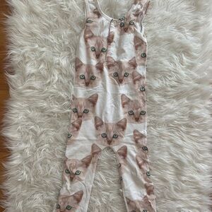Cat Print Sleeveless Jumpsuit
